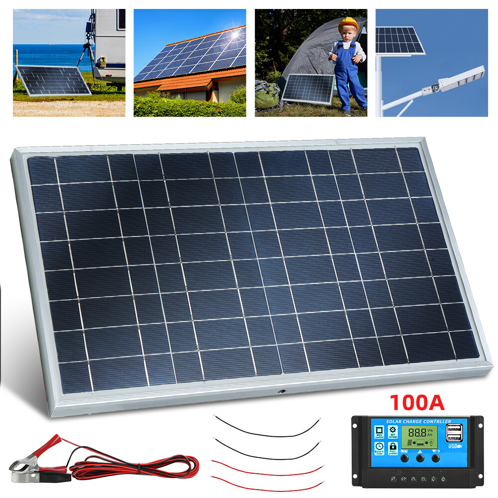 2Packs 100A Solar Panel Kit 12V Battery Charger with Controller Caravan Boat