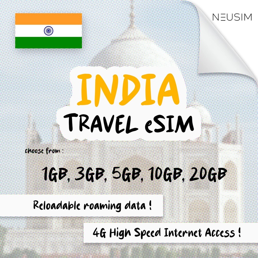 NeuSIM India eSIM 1-3GB Data | Same Day DELIVERY!