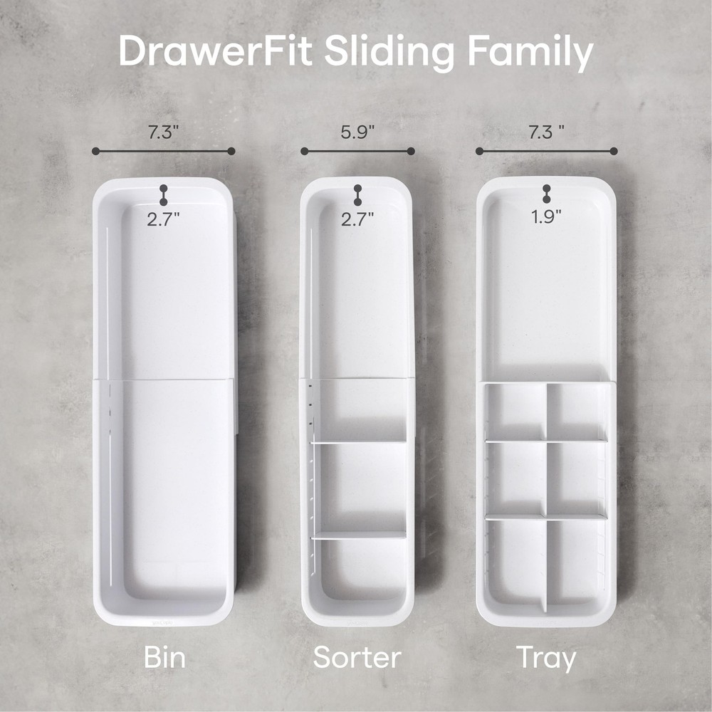 DrawerFit® Sliding Drawer Bin, Expandable and Adjustable Kitchen Storage Orga...