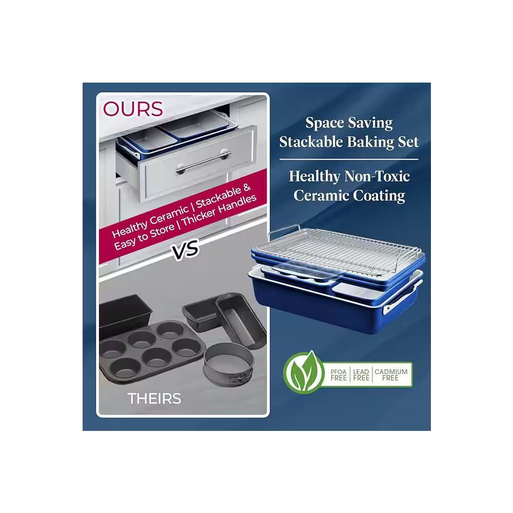 8-Piece Stackable Bakeware Set-Blue