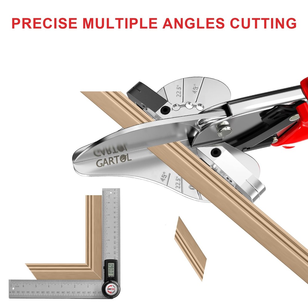 GARTOL Precise Miter Shears, 22.5°-135° Adjustable Angle Cutter Large, Red