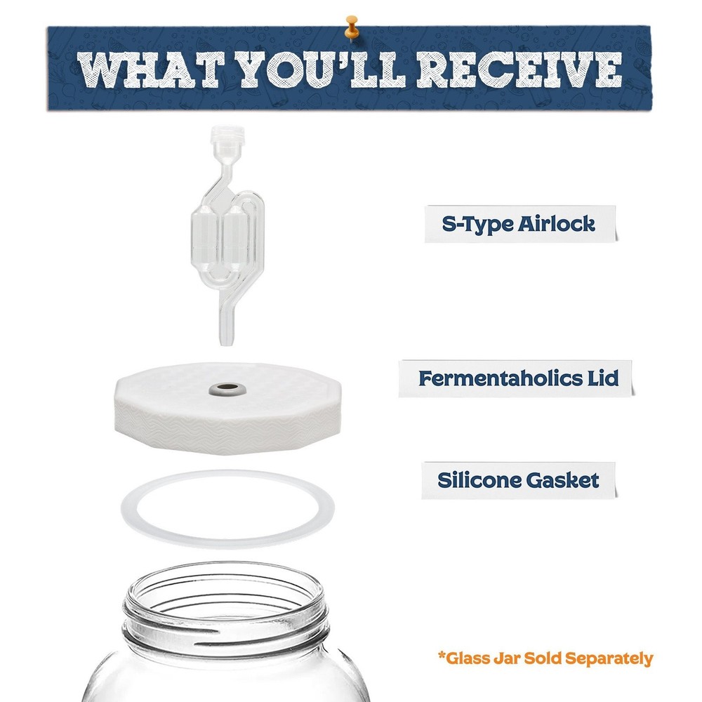 Fermentaholics 2 Pack - 110mm One Gallon Fermentation Lid, Gasket & S Airlock...