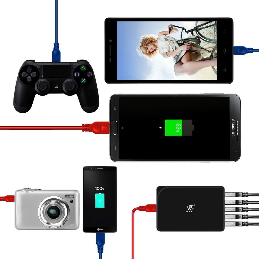 2 Pack 10ft Controller Micro USB High Speed Cable Cord for PS4 Playstation 4