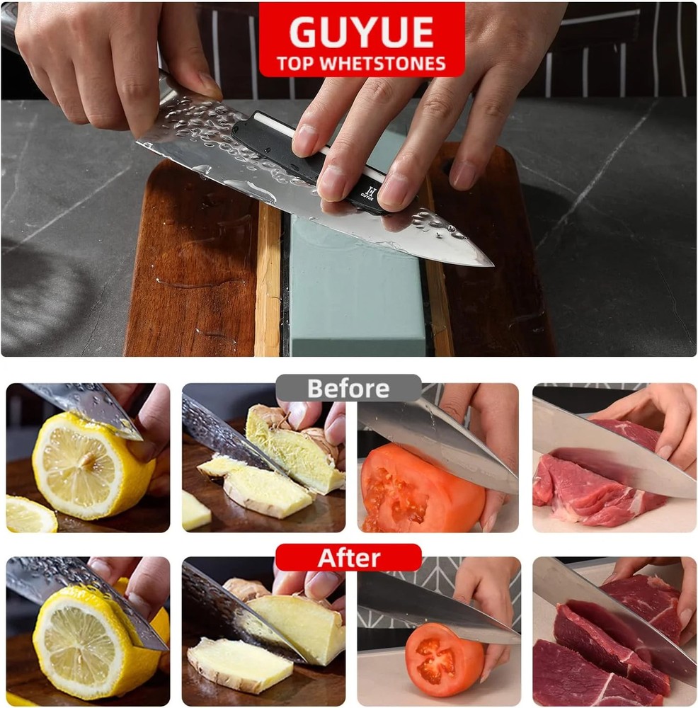 GUYUE Professional Knife Sharpening Stone Set – 4-Sided Premium Whetstone Kit