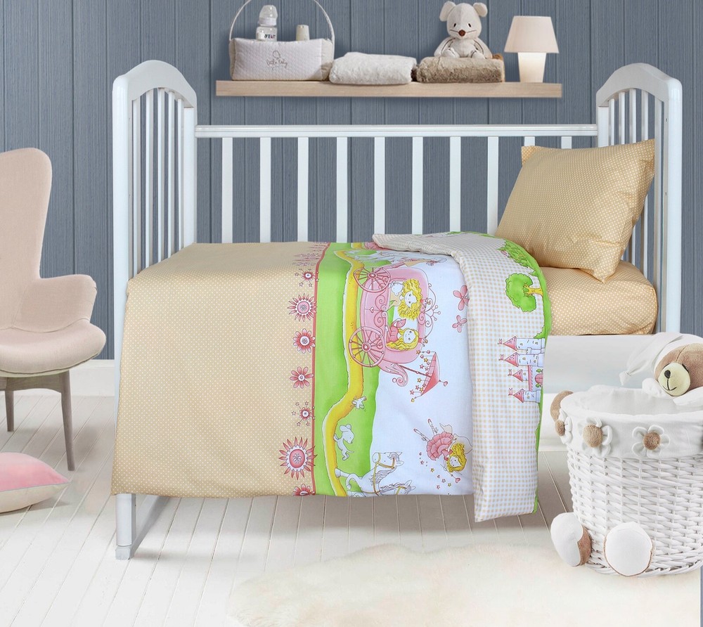  Crib Bedding Set 100% Cotton 3 pieces Quilt, Fitted Sheet, Pillow Case