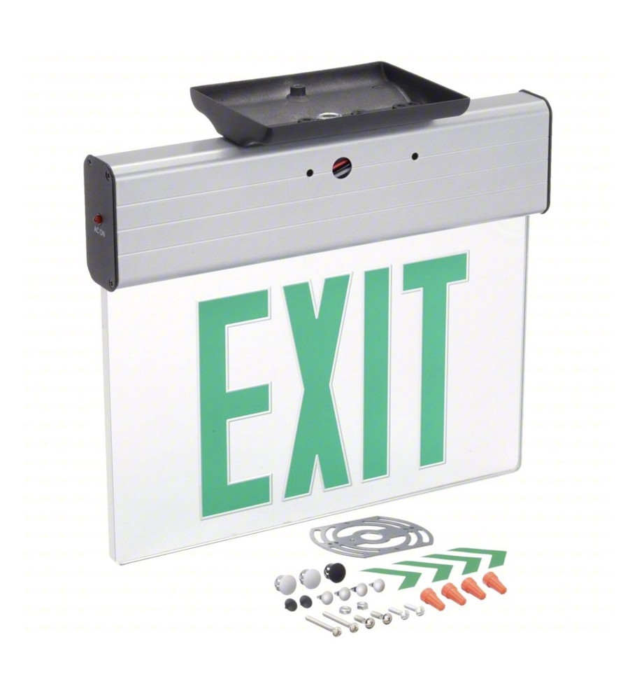 Edge Lit Green LED Exit Sign Single Face NEW