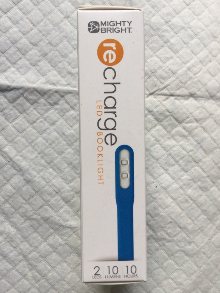MIGHTY BRIGHT 2 LED RECHARGEABLE BOOK LIGHT NEW BLUE