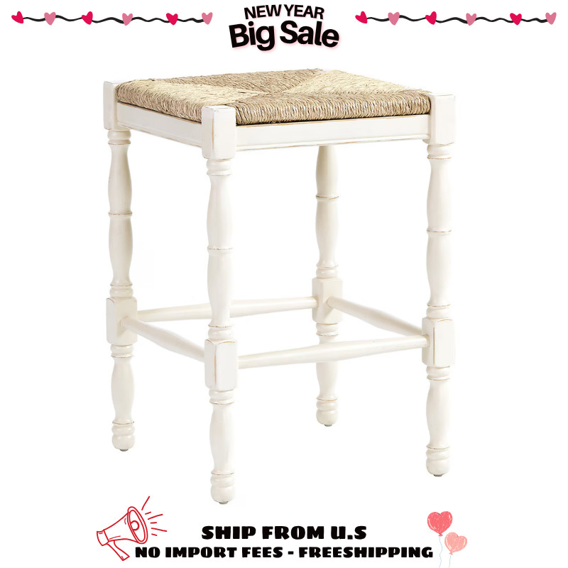 Ballard Designs Dorchester Counter Stool Rubbed White