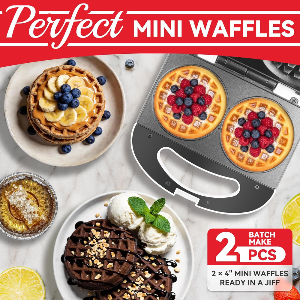 Double Mini Waffle Maker Machine, Chaffle Maker, Waflera Electrica, Small Waffle