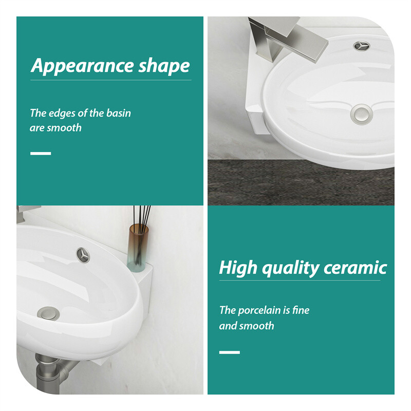 Small Wall Mount Vessel Sink Rectangle Sink White Ceramic Bathroom Sink-Left