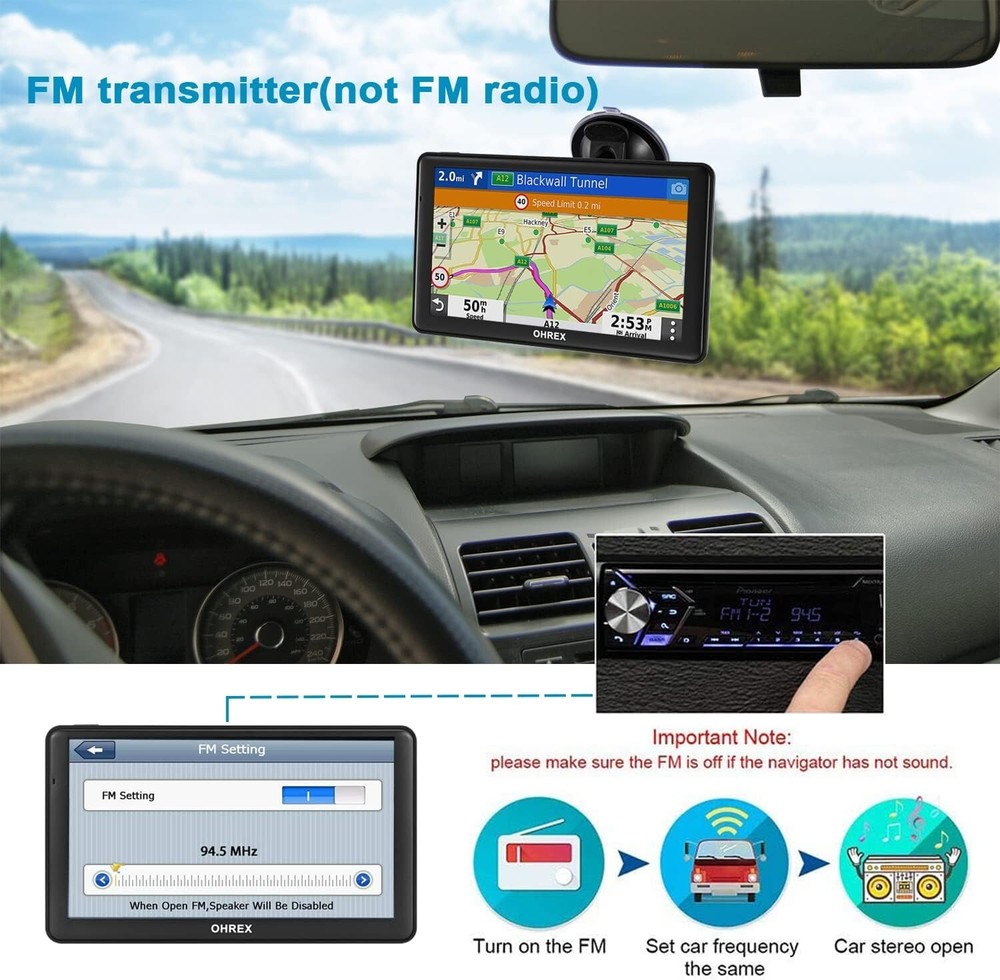 North America GPS Navigation with 2024 Maps & Multi-Language Voice Support