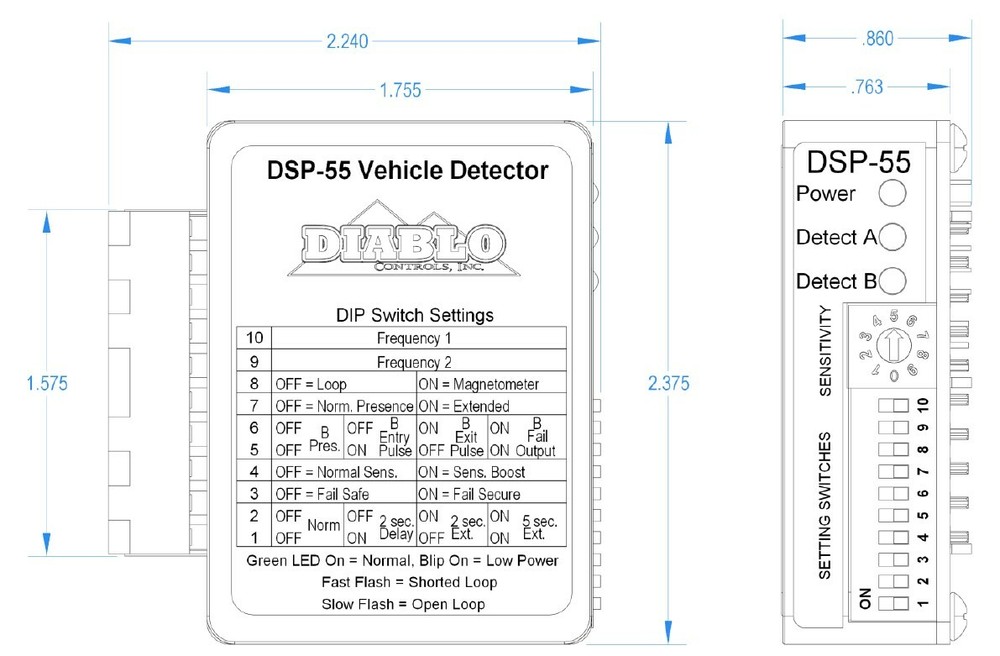 Diablo Controls DSP- 55 Plug-in Vehicle Loop Detector