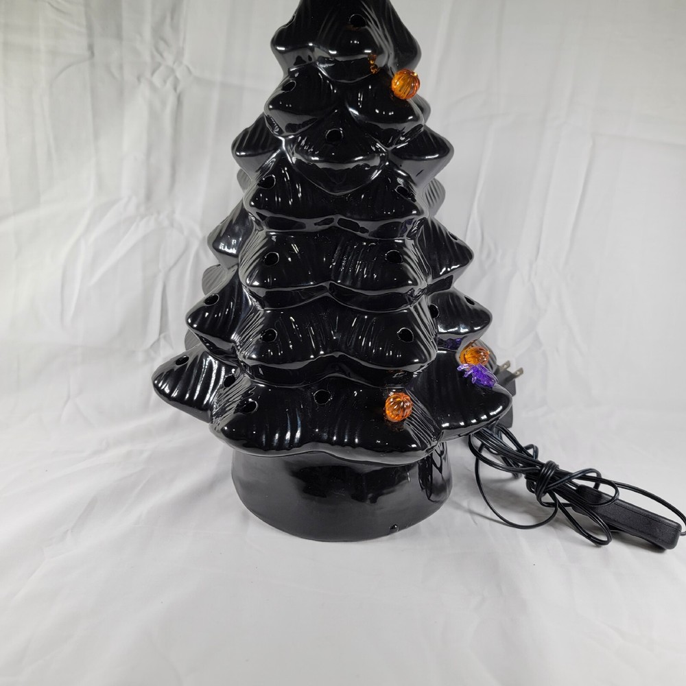 Mr. Christmas 12" Illuminated Ceramic Nostalgic Tree Black -Missing ORNAMENTS