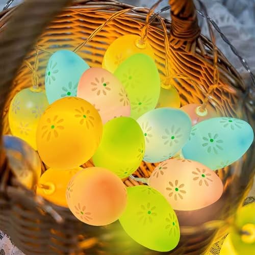 Easter Day Light String Lights Battery Operated with Timer 5.4Ft 10LED Egg
