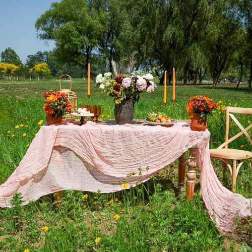 CheeseclothTable Runner3.3ft Boho Gauze Cheese Cloth Table Runner 1 Blush Pink