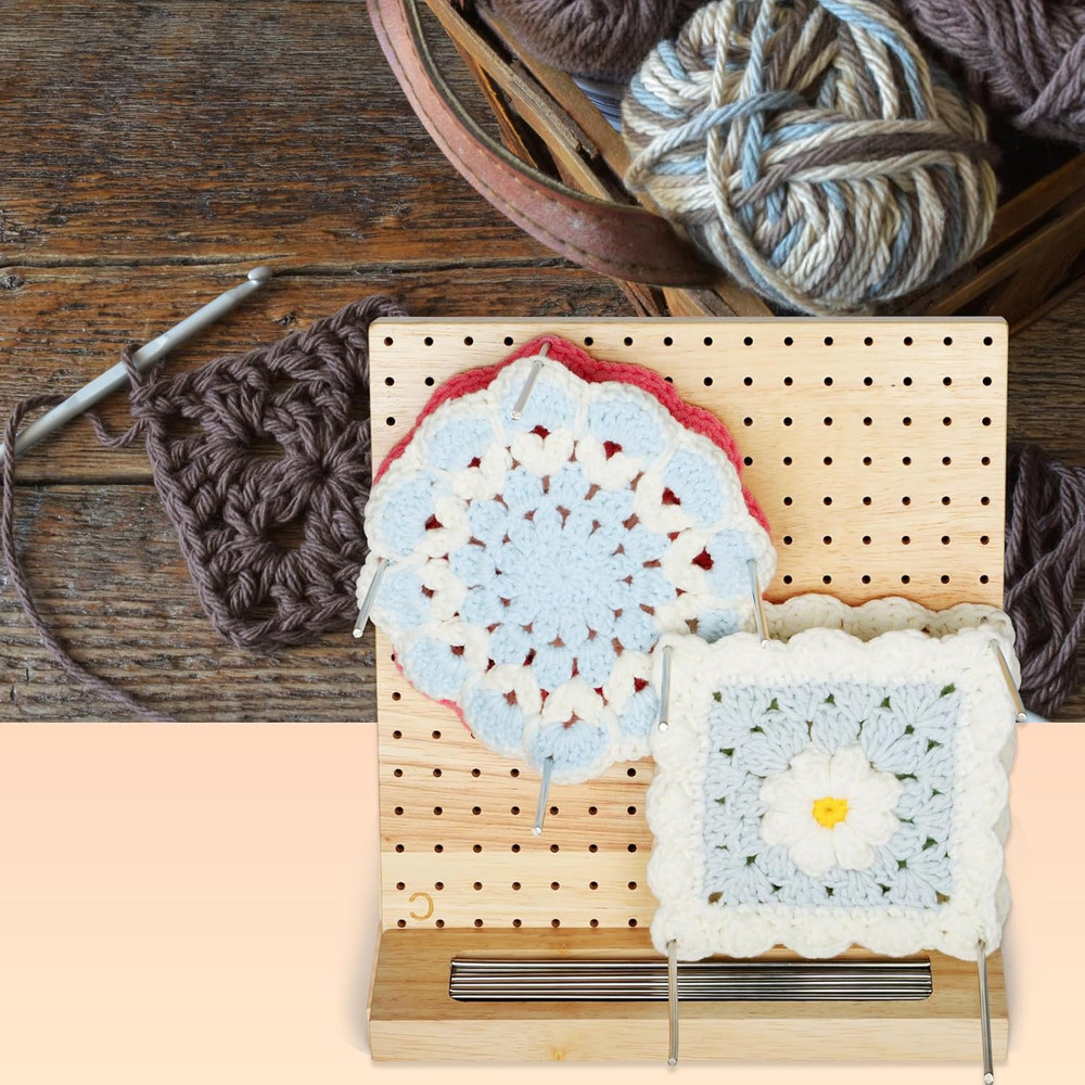 Blocking Boards for Crochet Projects, 8.5" Crochet Blocking Board with 15 Peg...
