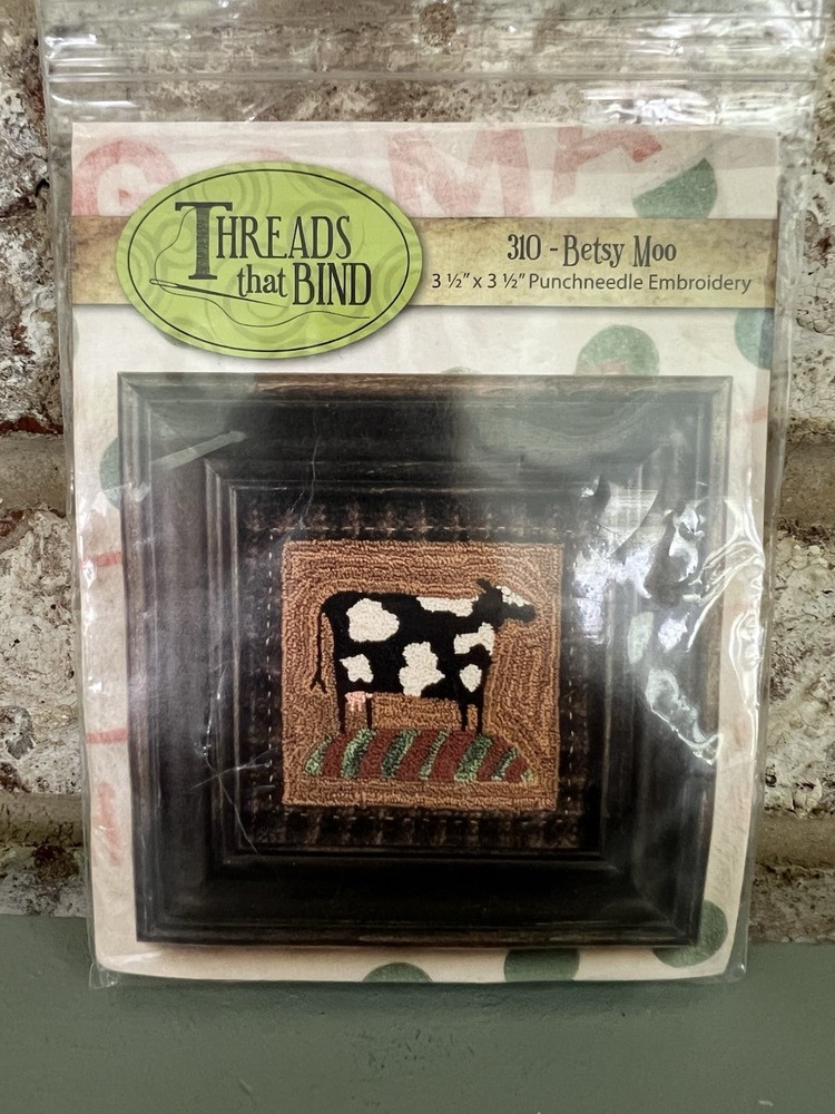 Threads That Bind Punchneedle Pattern #310 Cow 3-1/2” x 3-1/2”