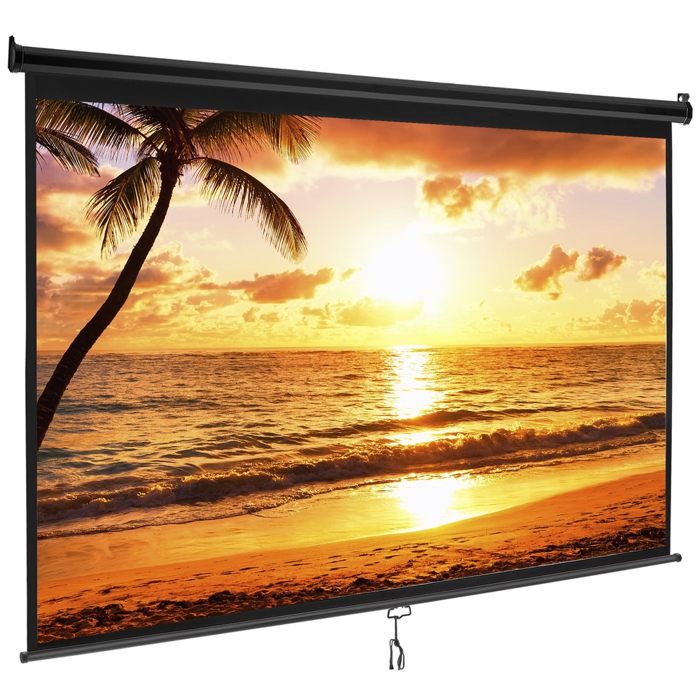 High Quality 100" 16:10 Outdoor Indoor Manual Pull-Down Projector Screen Black