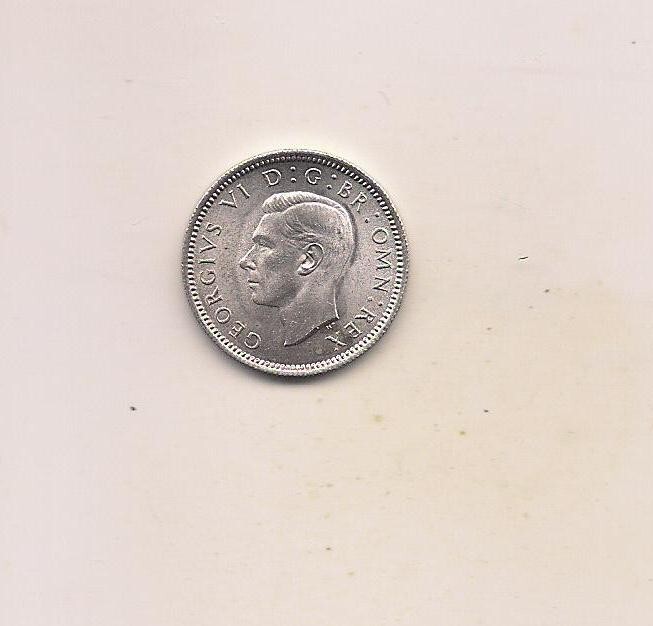 1945 Great Britain Silver 6 Pence---Unc Details!!