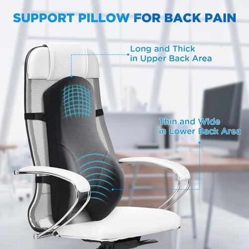High Back Support Pillow for Office Long Pillow, Dark Grey