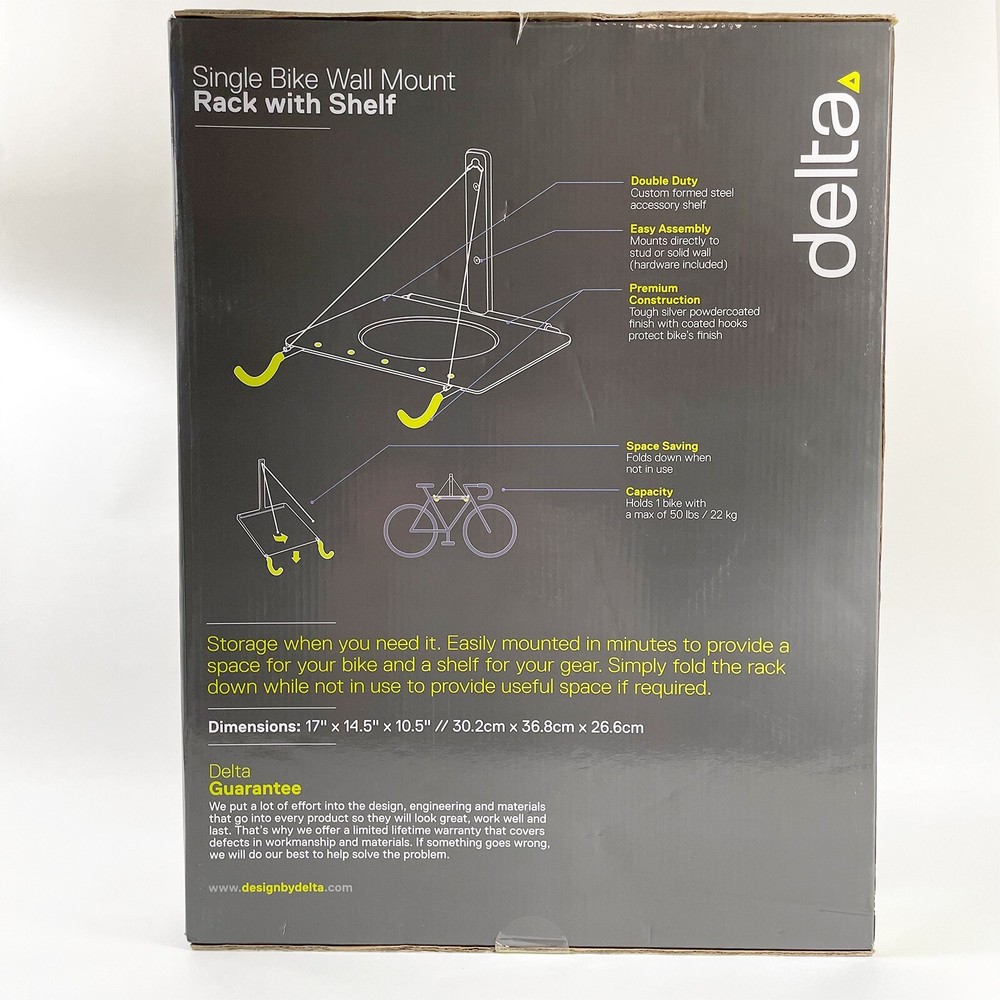 Delta Single Bike Wall Mount Rack with Shelf