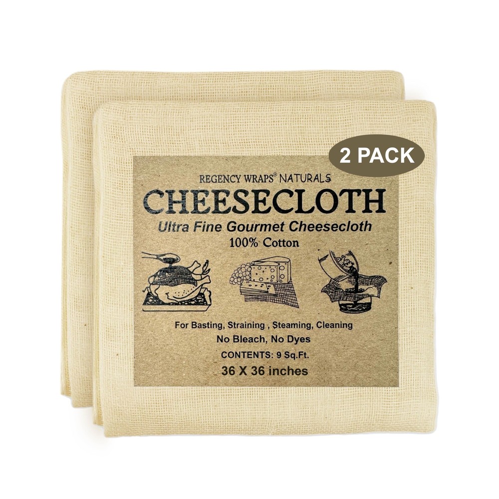 2Pack 9 Sq Ft Fine Cheesecloth for Basting Turkey Canning Straining Cheesemaking