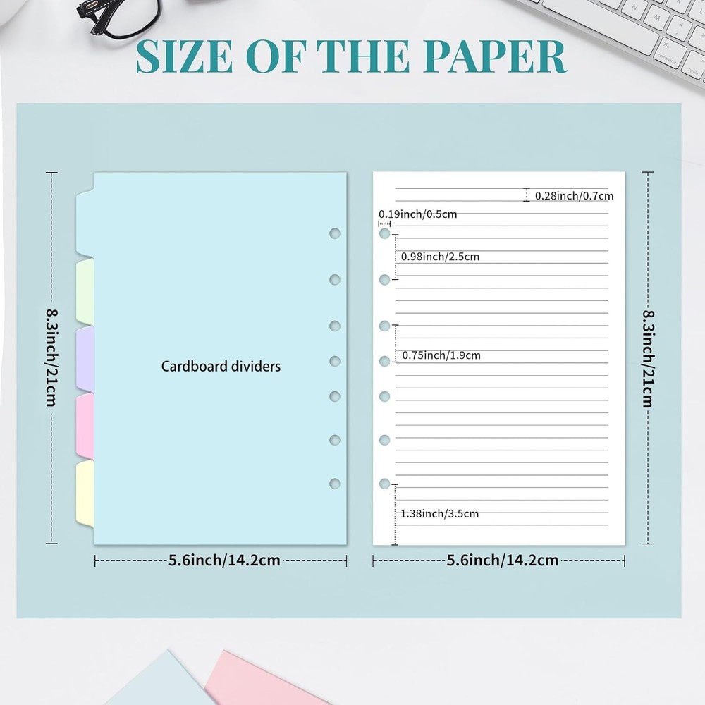 A5 Refill Paper, 7-Hole Planner Inserts for Binder Budget White