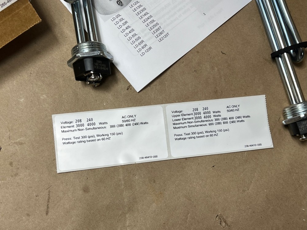 Bradford White ElectriFlex LD Water Heater LDCE Conversion Kit 240V 8kW 208V/6kW