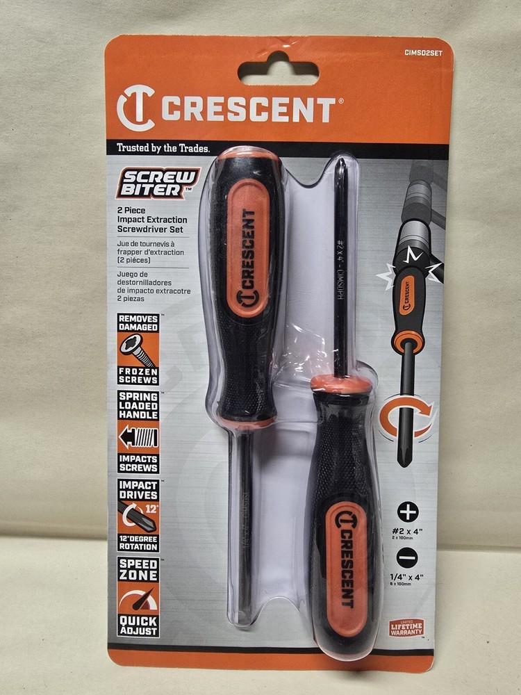 Crescent 2 Pc Impact Extraction Screwdriver Set Screw Biter