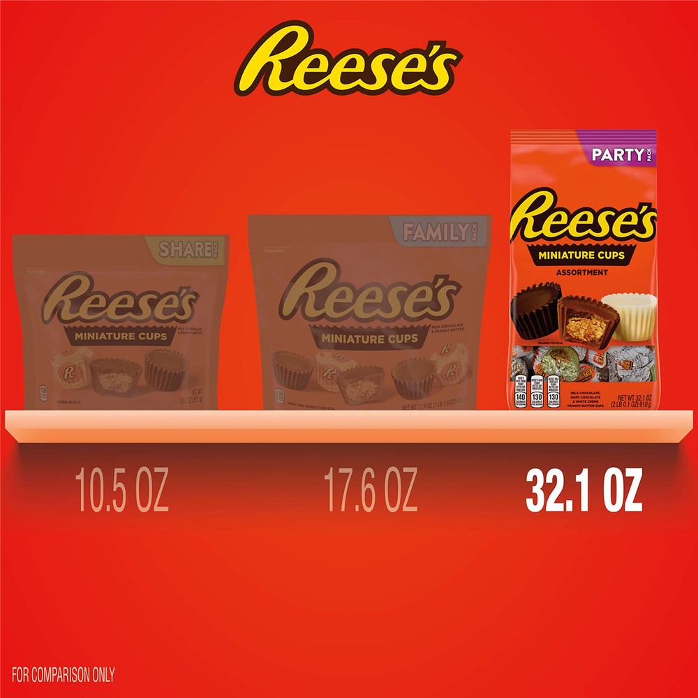 REESE'S Assorted Miniatures Candy Bulk 32.1oz Party Pack for Sharing