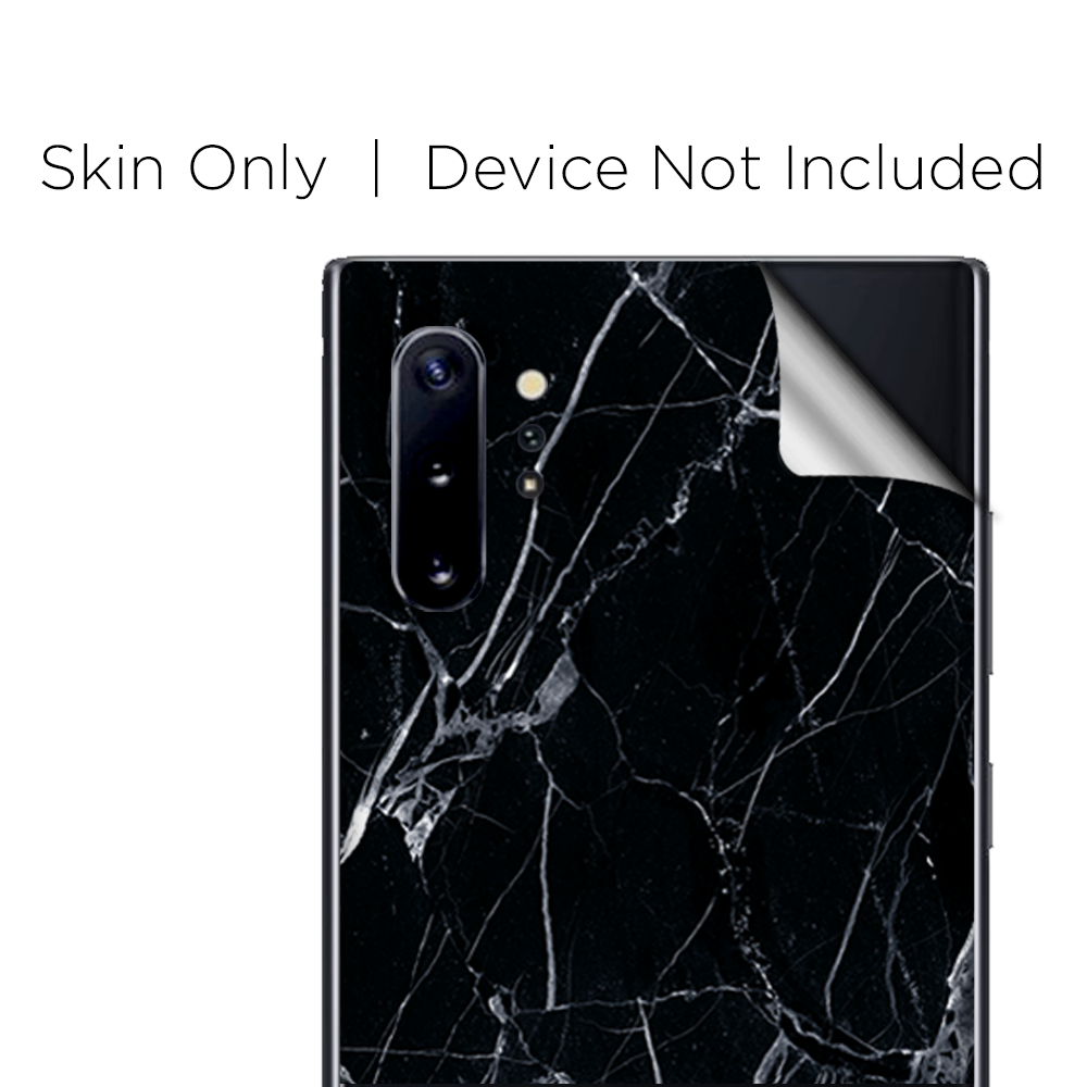 Skins Decal Wrap for Samsung Note 10 Plus Black Marble Granite White