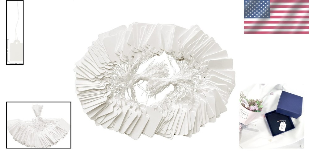 200 Rectangular White Price Tags with Smooth Writable Surface - Ideal for Resale