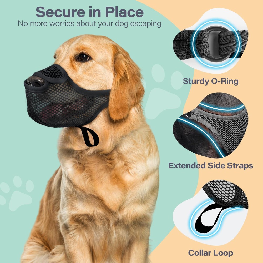 Dog Muzzle for Large Medium Small Dogs, Mesh Muzzle to Prevent Biting Chewing...