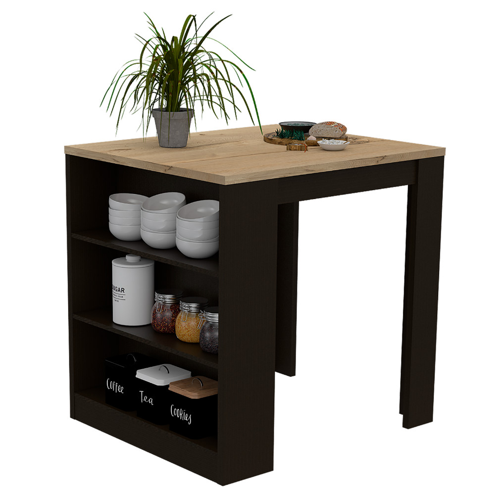 3-Drawer Kitchen Island Wenge and Pine