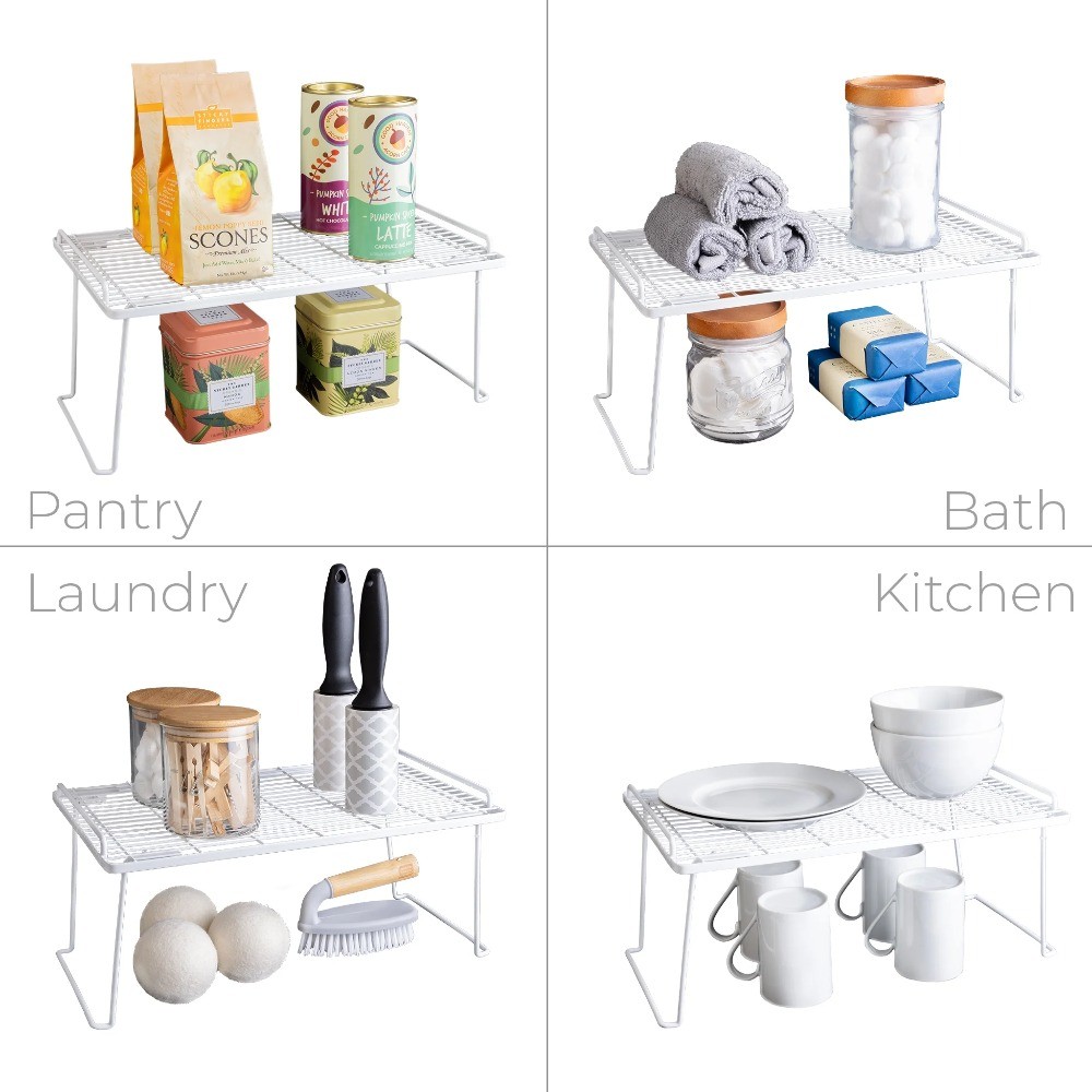 Folding White Wire Shelf - Kitchen, Pantry Organizer - White Wire