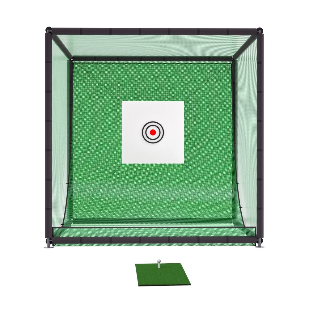 Golf Practice Net 10x10x10ft Metal Frame Hitting Net Kit Golf Training Simulator