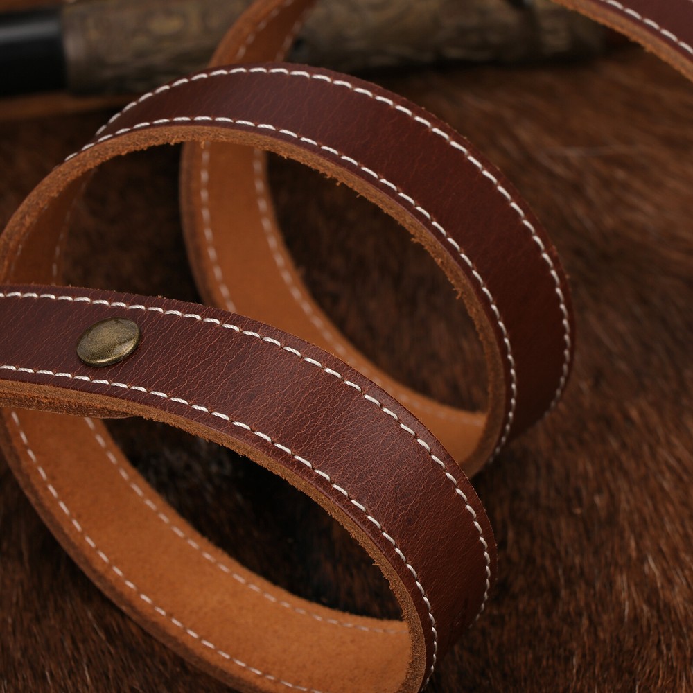 2 Point Leather Gun Sling - Adjustable Strap, Quick Release Swivels for Rifle