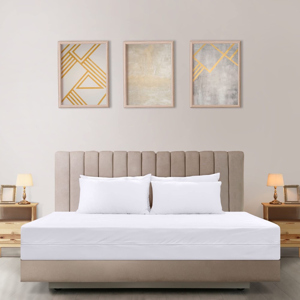 Utopia Bedding Mattress Protector Zippered Queen Size, 100% Queen, White