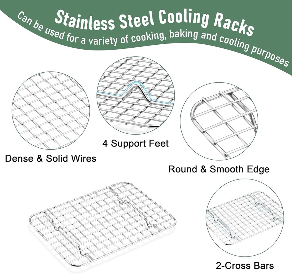 Toaster Oven Pan with Rack Set (2 Small Baking Sheets+2 9*7 INCH, Silver