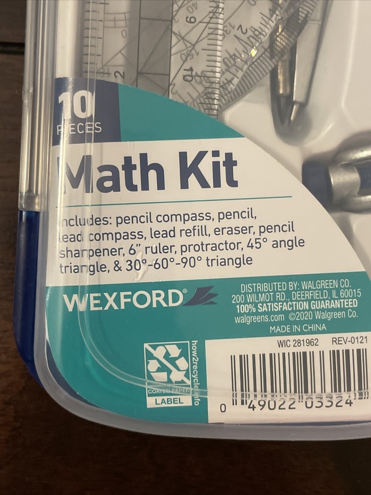 10 Pcs Math Geometry Kit Set Compass Precision Tool Protractor Triangle Angle