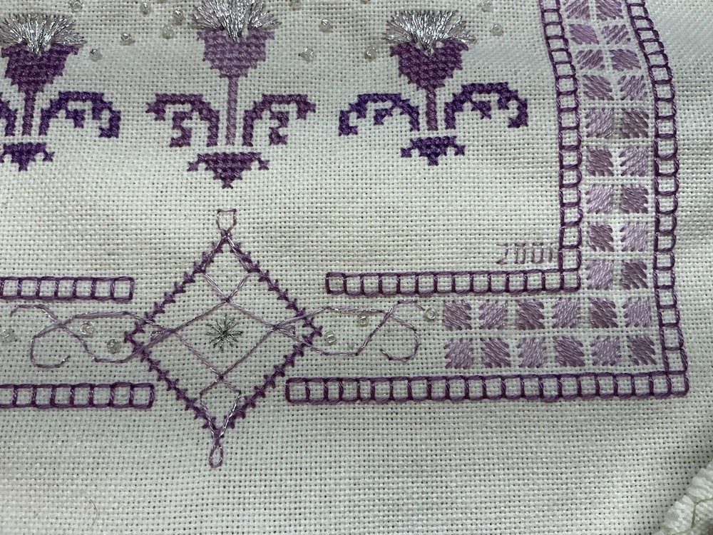 Completed Finished Counted Cross Stitch Sampler Alphabet Numbers 16” X 9.5”
