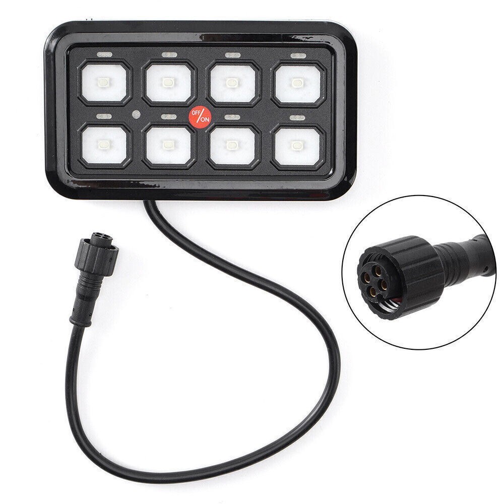 RGB 8 Gang Switch Panel Toggle On-Off LED Light Bar Switch Relay System Marine
