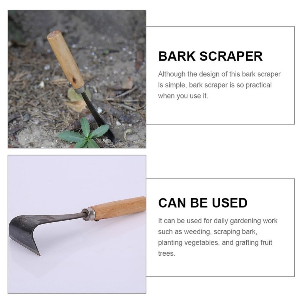 Tree Bark Scraper with Wooden Handle 7.87 Inch Debarking Tool for Garden Tree...