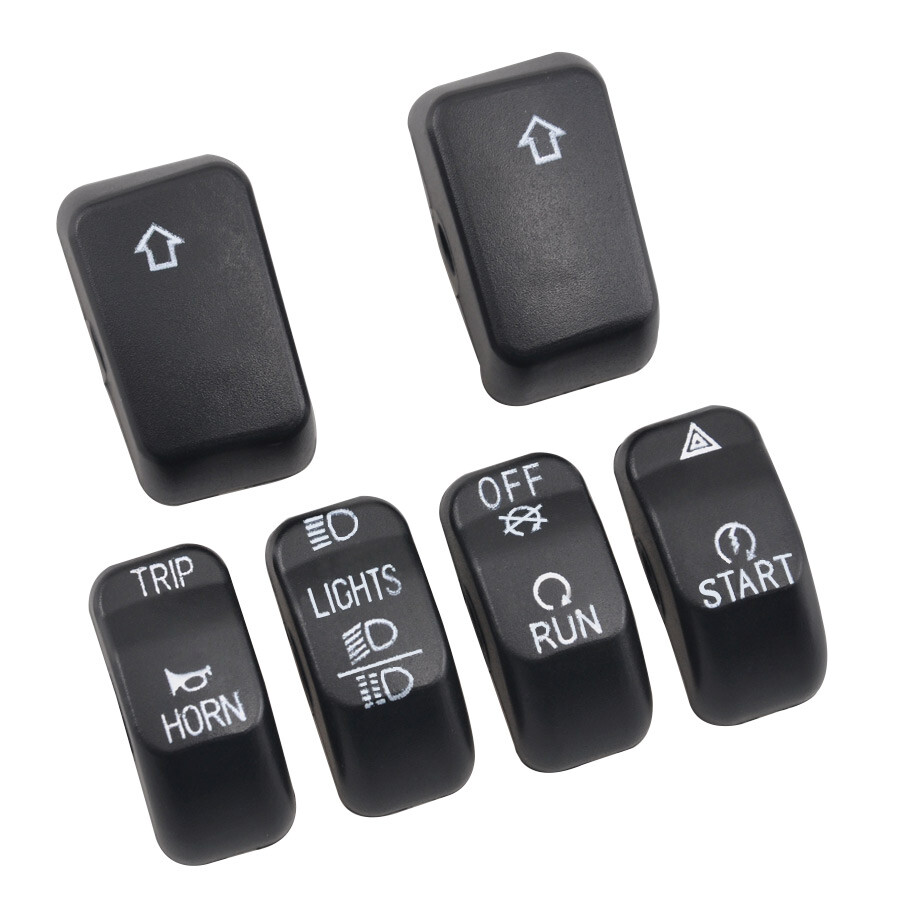 6pcs Black Hand Control Switch Button Caps For Harley Breakout FXSB 2013-2015