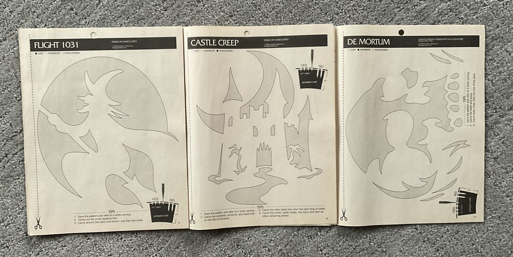 Pumpkin Carving Kit Pattern Book 1996 - Used, 8 Patterns & Carving Tools