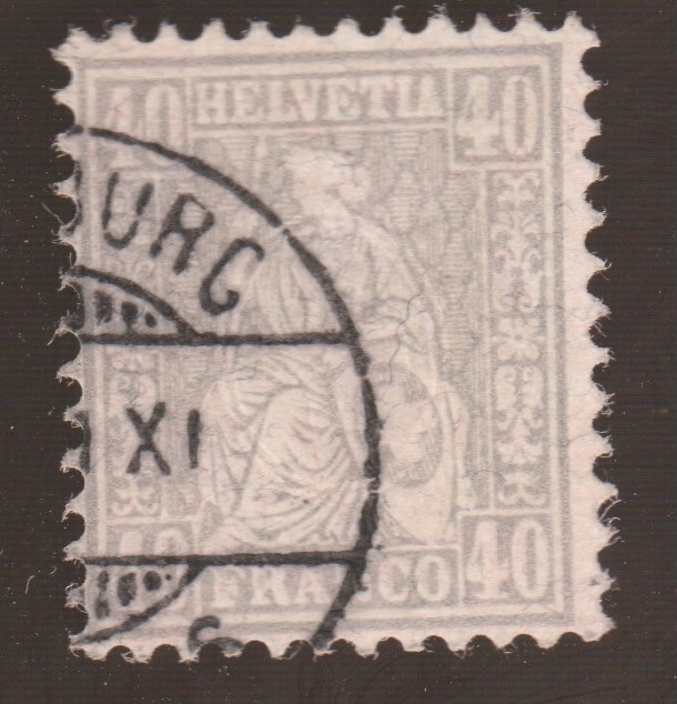 Switzerland Sc #66  stamp - USED - Fine/VF centering