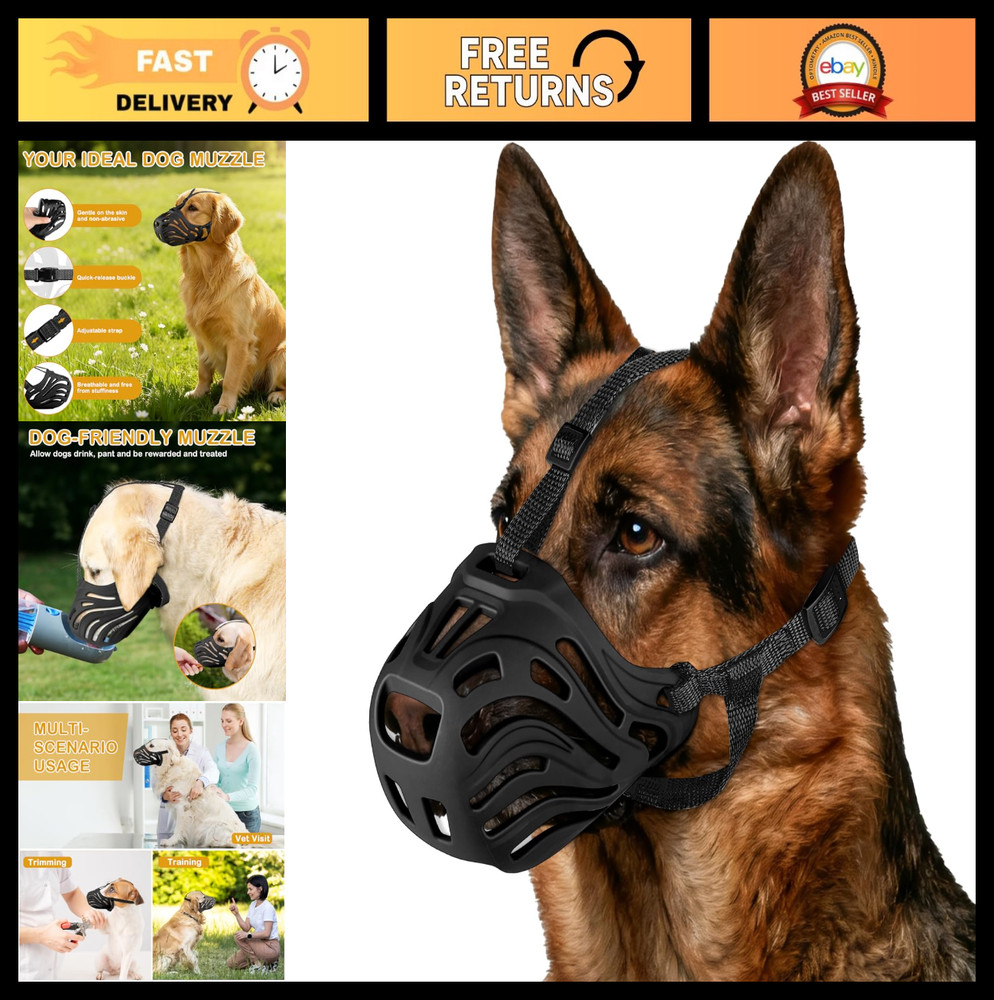 Soft Breathable Dog Muzzle - Adjustable Basket Design for Chewing, Biting & Groo