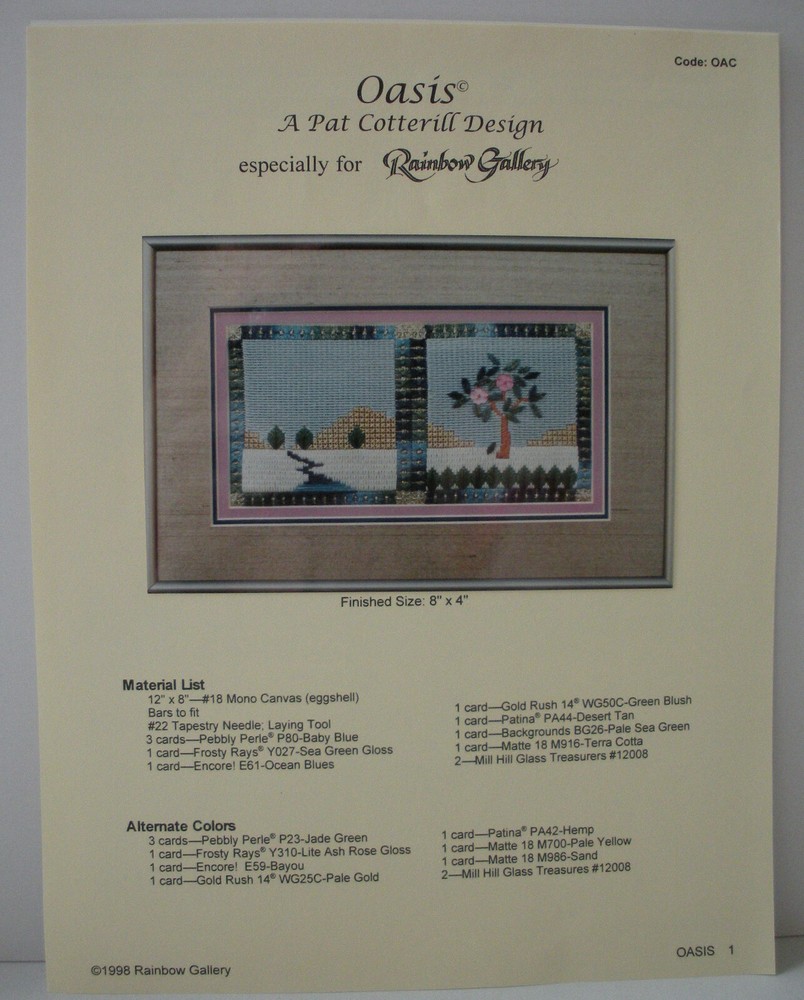Charted Needlepoint Pattern Oasis Pat Cotterill OAC 1998