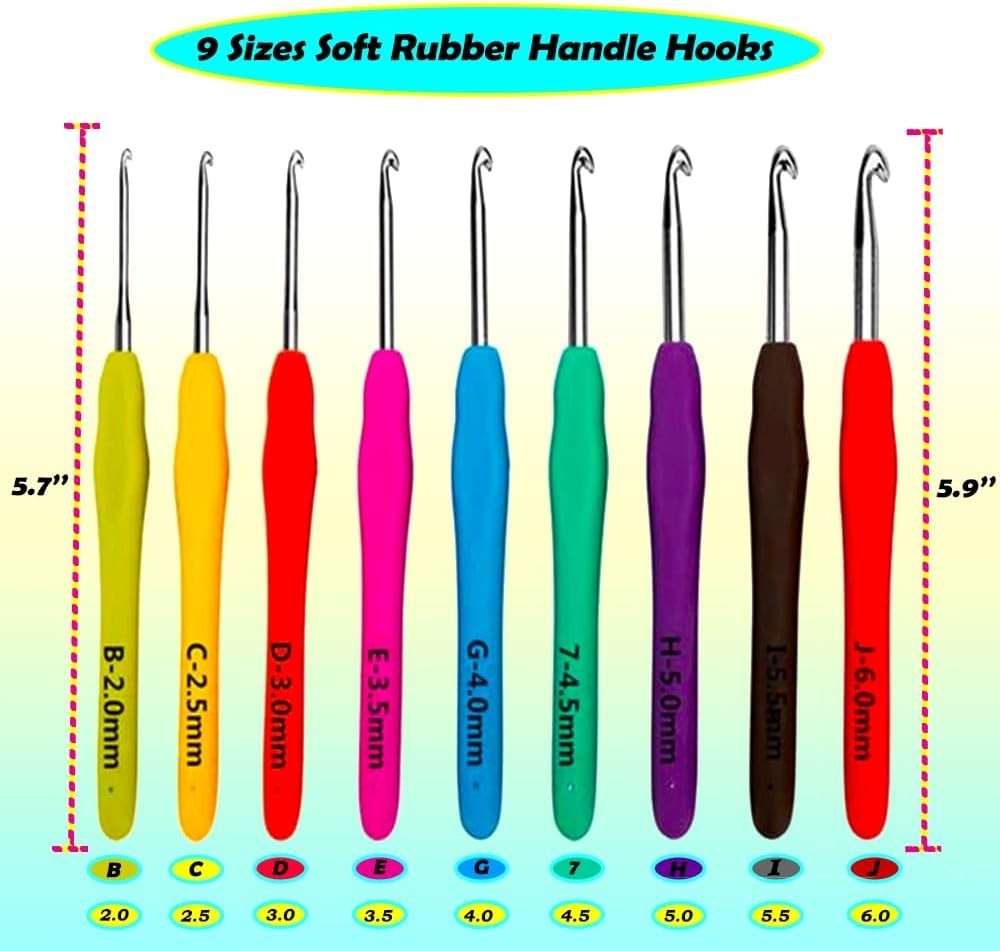 Multicolor 9-Piece Crochet Hook Set with Storage Case – Comfortable and Portable