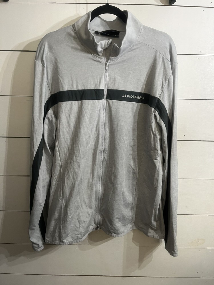 J. Lindeberg Jarvis Mid Layer Performance Full Zip Jacket Grey/Black Size 2XL